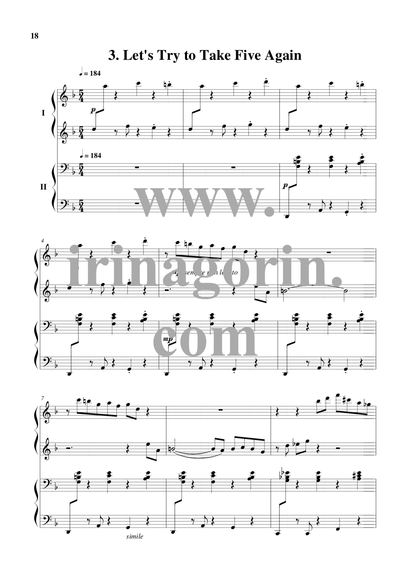 Jazz Movies by Yuri Povolotsky Duet (Single-Print PDF)